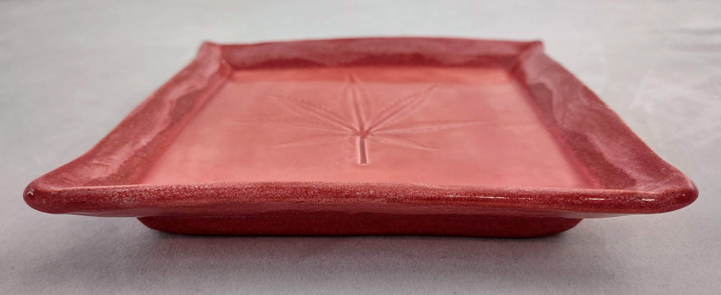 Square Ceramic Leaf Trays (Asst Colours) - High Koalaty