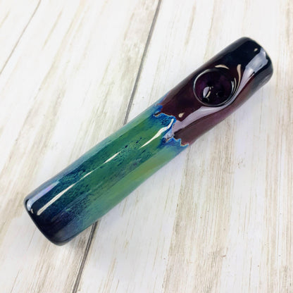 Nebula Original Cannabis Pipe, galaxy inspired black, blue, purple and green hazy/drippy colours
