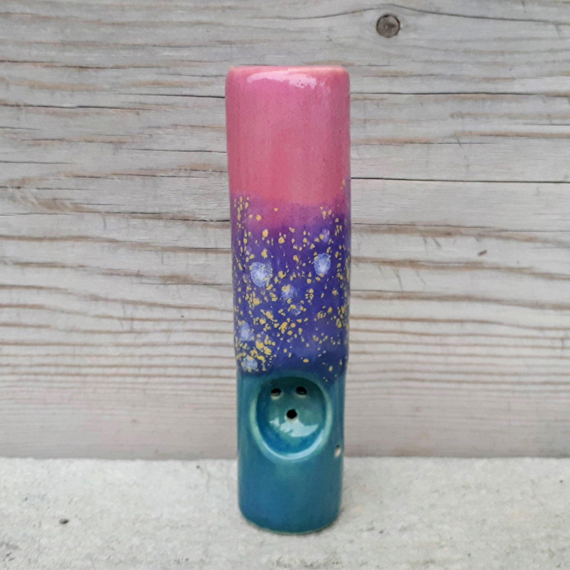 Pink Dream Original Cannabis Pipe standing on end facing front