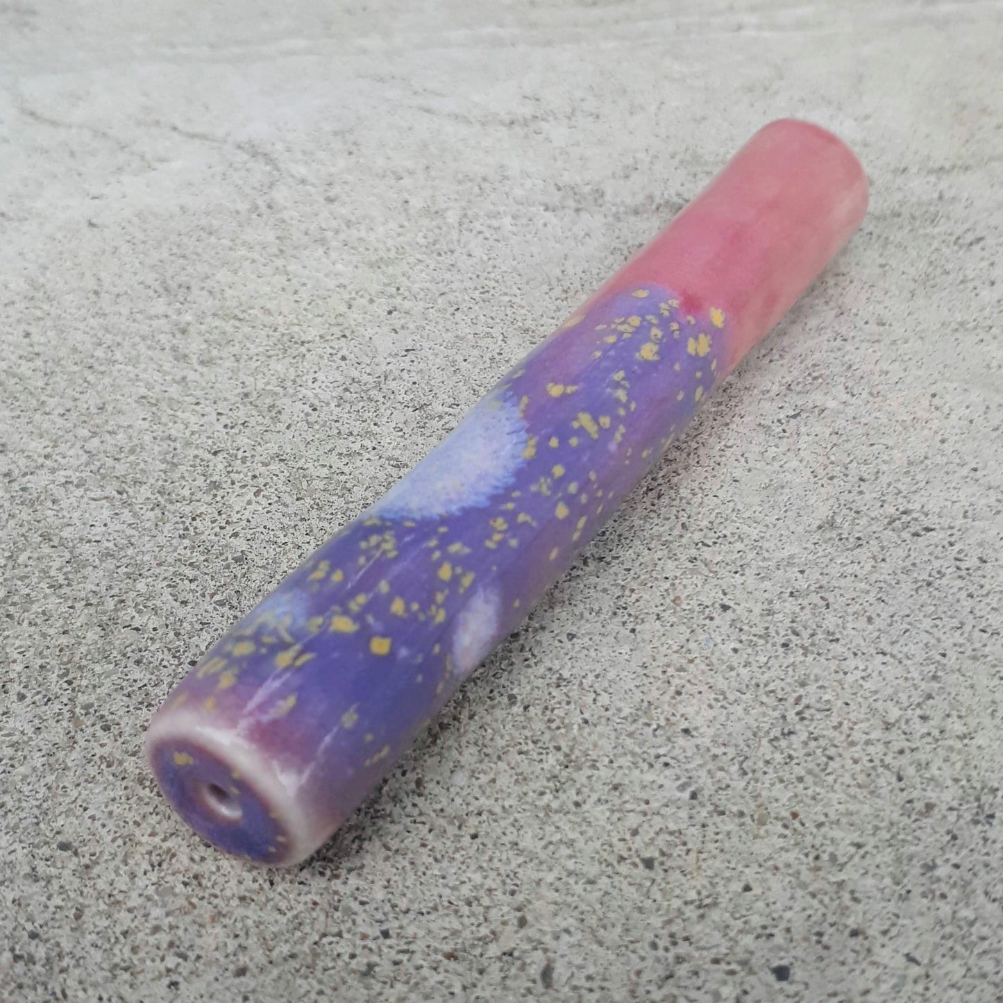 Pink Dream Uno Cannabis Pipe, side view mouth end